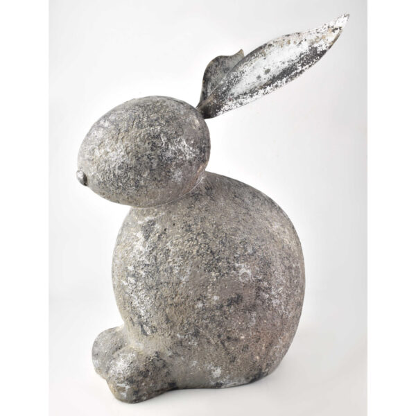 Zając siedzący szary,metalowe,srebrne uszy 43x30x5