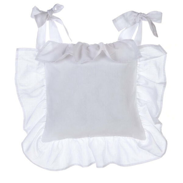 Poszewka na poduszkę na krzesło z falbankami biała