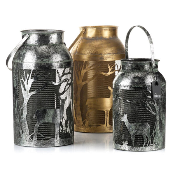 Latarnia metal. TIMBA czarno-srebrna XL_Aluro