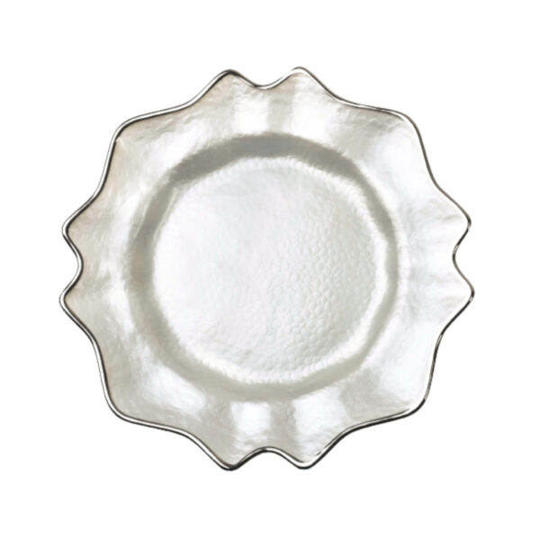 Podtalerz szklany 33cm srebny rant