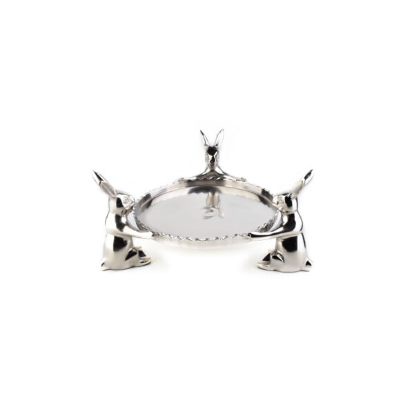 Patera metalowa zające