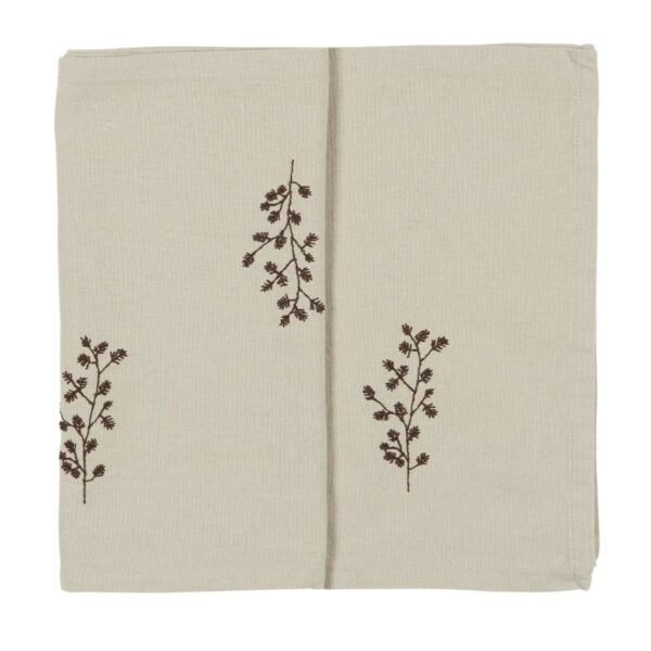 Bieżnik  w kolorze lnu gałązka szyszki 6317-76