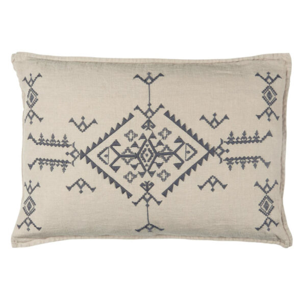 Poszewka na poduszkę naturalna z ciemnoszarym haftem